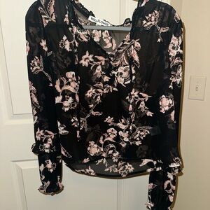Wallflower Black and Pink Floral Blouse